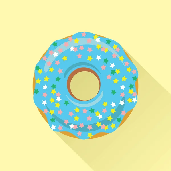 Donut in Glasur Vektor flachen Stil-Symbol — Stockvektor