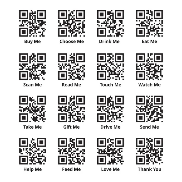 Ürünler ve satış için QR kodları kümesi