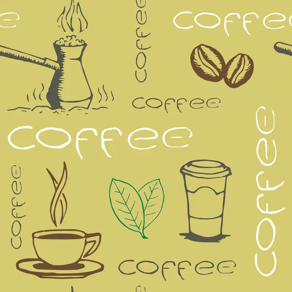 Kahve elle çizilmiş Seamless Modeli — Stok Vektör