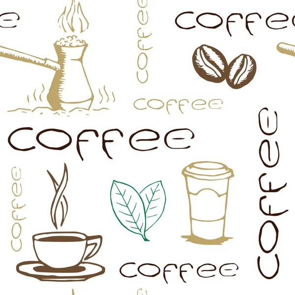 Кофе ручной работы бесшовный узор — стоковый вектор
