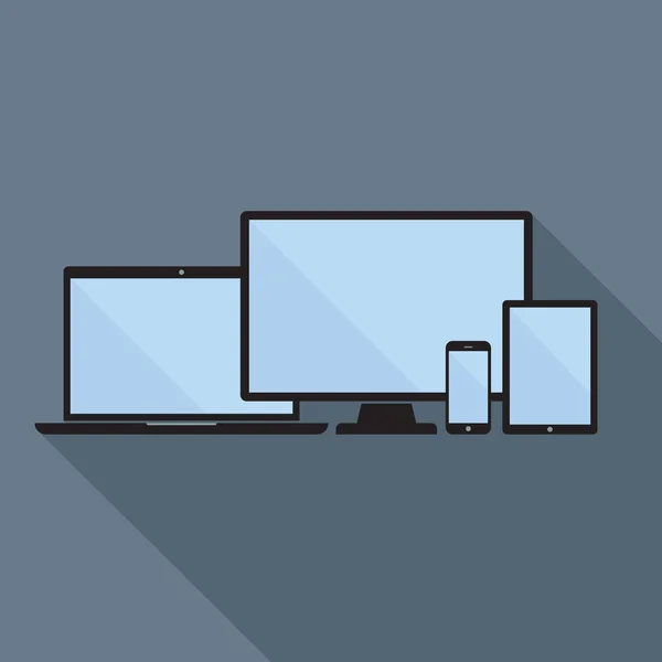 Flachbildschirme für Smartphone, Tablet, Laptop und Desktop-Computer — Stockvektor