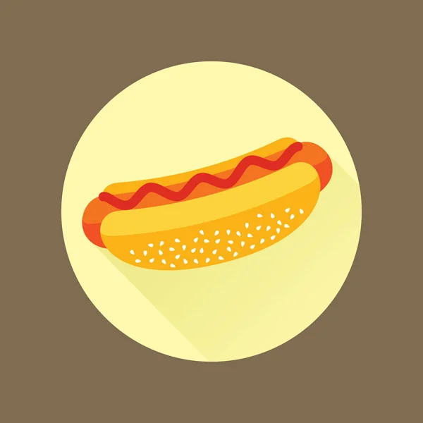 Hot Dog επίπεδη εικονίδιο του φορέα σε κύκλο — Διανυσματικό Αρχείο