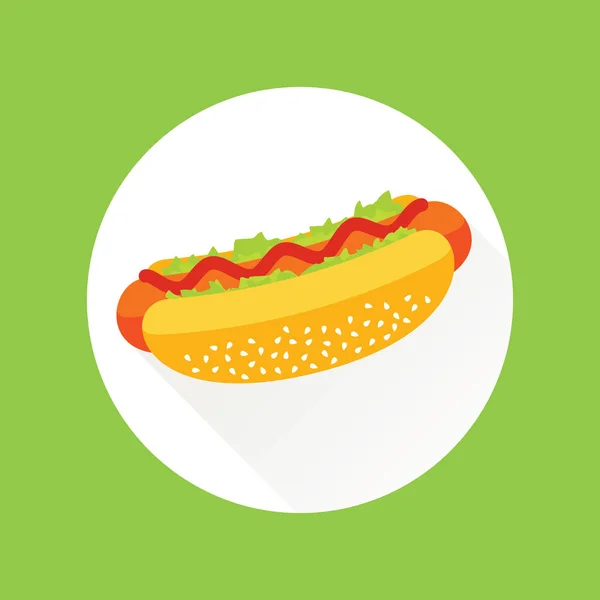 Hot Dog vektor ploché ikony v kruhu — Stockový vektor