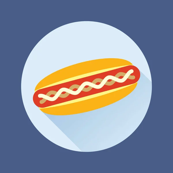 Hot Dog επίπεδη εικονίδιο του φορέα σε κύκλο — Διανυσματικό Αρχείο