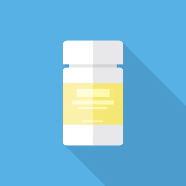 Pilules Emballage Conteneur Icône plate — Image vectorielle