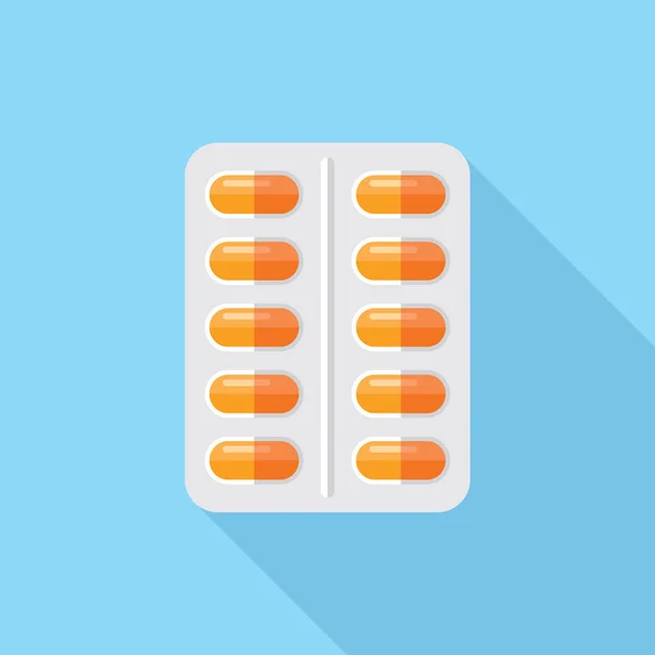 Pillen im Blister flach Symbol — Stockvektor