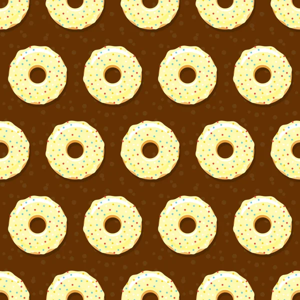 Modèle Sans Couture Beignet Donuts Sucre Glace Sucré Dans Glaçure — Image vectorielle