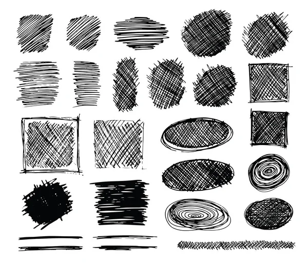 Set Hand Drawn Scribble Symbols Isolated White Doodle Style Sketches — Stock Vector