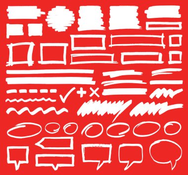 El çizimleri, çizgiler, çerçeveler, konuşma baloncukları ve vuruşlar. İşaretleyici eps8 biçiminde kalem vektör tasarımı ögeleri hissetti.