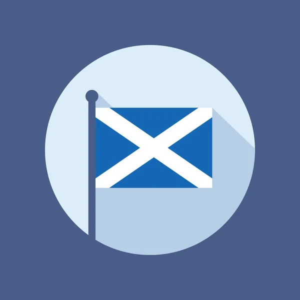 Scotland National Flag Flagstaff Flat Icon Scottish Flag Vector Illustration — Stock Vector