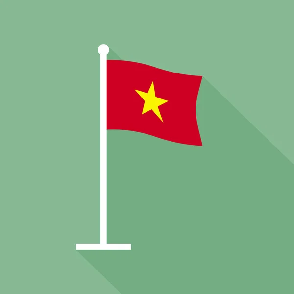 Bandera Nacional Vietnam Asta Bandera Icono Plano Bandera Vietnamita Ilustración — Vector de stock