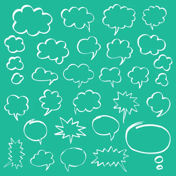 Set Speech Bubbles Thought Clouds Hand Drawn Felt Pen Vector — 스톡 벡터