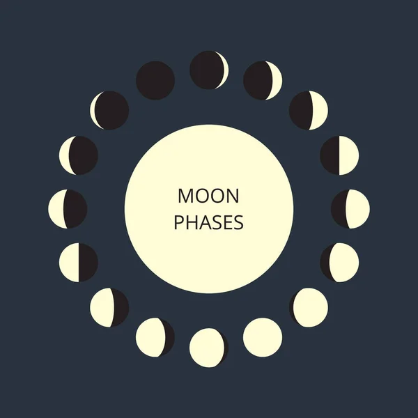 Iconos Fases Lunares Astronomía Fases Lunares Ciclo Entero Luna Nueva Gráficos Vectoriales