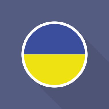 Ukrayna Ulusal Bayrağı. Daire şeklinde düz bir simge. Eps8 biçiminde vektör illüstrasyonu.