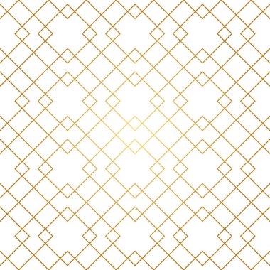 Kusursuz geometrik desen. Beyaz arka planda altın çizgiler. Eşkenar dörtgen ve düğümlü doku. Soyut vektör eps8 illüstrasyonu.