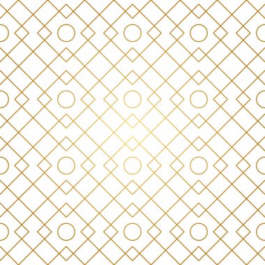 Kusursuz geometrik desen. Beyaz arka planda altın çizgiler. Eşkenar dörtgen ve düğümlü doku. Soyut vektör eps8 illüstrasyonu.
