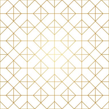 Kusursuz geometrik desen. Beyaz arka planda altın çizgiler. Eşkenar dörtgen ve düğümlü doku. Soyut vektör eps8 illüstrasyonu.