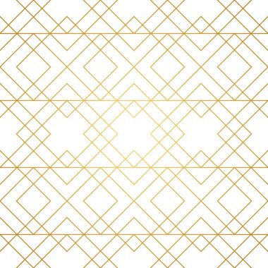 Kusursuz geometrik desen. Beyaz arka planda altın çizgiler. Eşkenar dörtgen ve düğümlü doku. Soyut vektör eps8 illüstrasyonu.