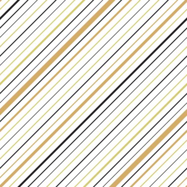 Altın renkli çapraz çizgili, dikişsiz desen. Beyaz arka planda siyah ve sarı paralel çizgilerle tekrar eden doku. Çoklu renk çizgili vektör çizimi.