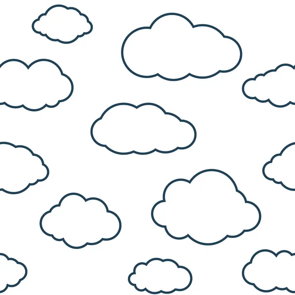 Nuages Motif Sans Couture Fond Continu Blanc Avec Des Nuages — Image vectorielle