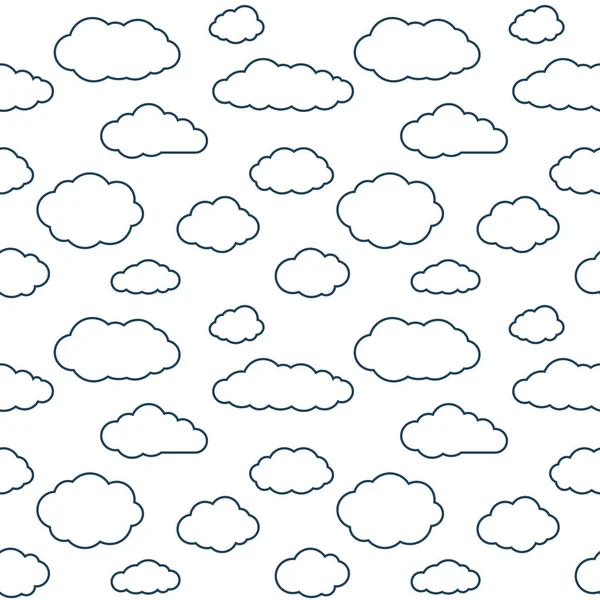 Σύννεφα Χωρίς Ραφή Μοτίβο Λευκό Συνεχές Φόντο Σύννεφα Ουρανό Περίγραμμα — Διανυσματικό Αρχείο