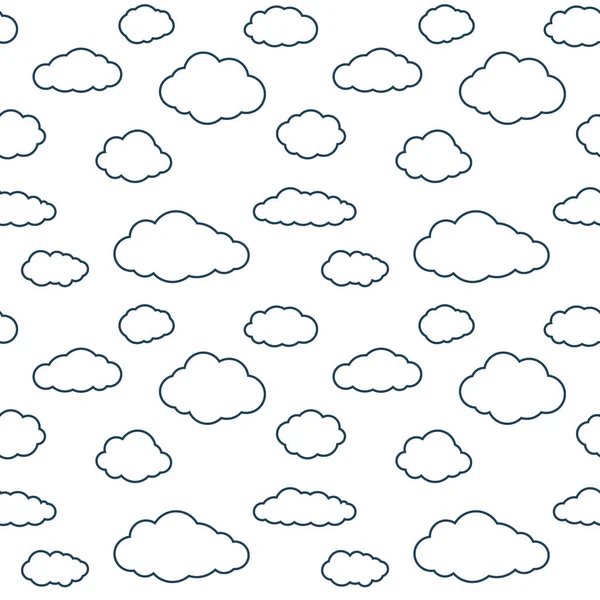 Σύννεφα Χωρίς Ραφή Μοτίβο Λευκό Συνεχές Φόντο Σύννεφα Ουρανό Περίγραμμα — Διανυσματικό Αρχείο