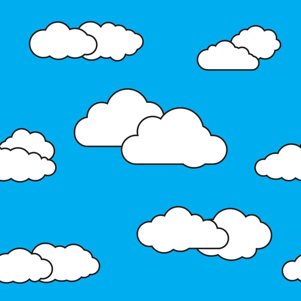 Απρόσκοπτη Μοτίβο Σύννεφα Στον Ουρανό Ζωντανό Μπλε Φόντο Λευκά Σύννεφα — Διανυσματικό Αρχείο