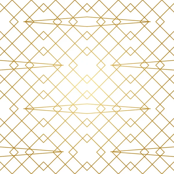 Seamless Geometric Pattern Golden Lines White Background Texture Rhombus Nodes — ストックベクタ