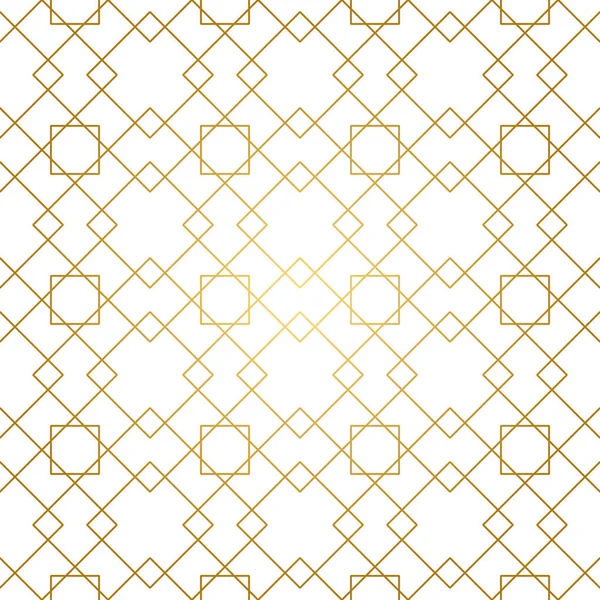 Seamless Geometric Pattern Golden Lines White Background Texture Rhombus Nodes — ストックベクタ