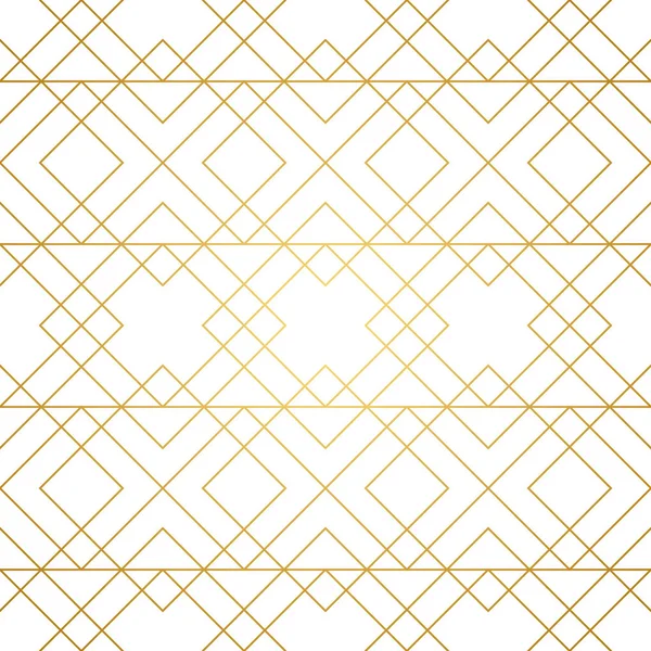 Seamless Geometric Pattern Golden Lines White Background Texture Rhombus Nodes — Stock Vector