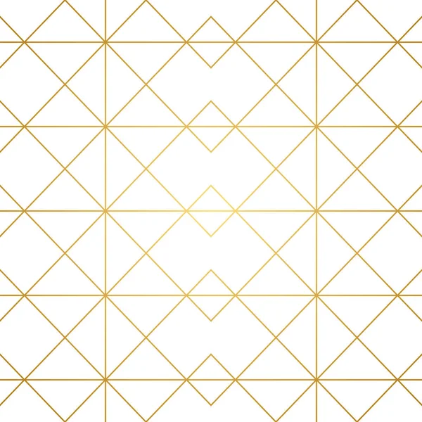 Seamless Geometric Pattern Golden Lines White Background Texture Rhombus Nodes — ストックベクタ