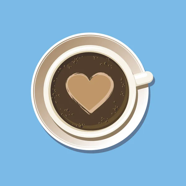 Latte Art Top View ile bir fincan Espresso. — Stok Vektör