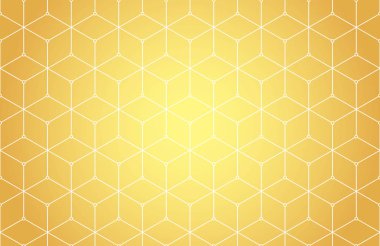 Altıgenler, eşkenarlar ve düğümler altın renklerde kusursuz desenler. Geometrik soyut yinelenen doku ile kesişen altıgen şekiller. Altın renkli arka plan. Vektör eps8 illüstrasyonu.