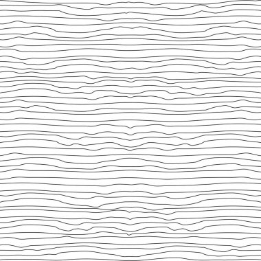 Yatay dalgalı, ince, düz olmayan desenler. Siyah ve beyaz renklerle soyut ambalaj dokusu. Vektör eps8 illüstrasyonu.