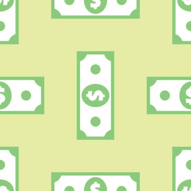 Bir dolarlık banknotun kusursuz deseni. Amerikan para birimi sembollerini yeşile sarıp sarmalamak. Amerikan doları soyut dokusu. Greenback stil vektör eps8 illüstrasyonuName.