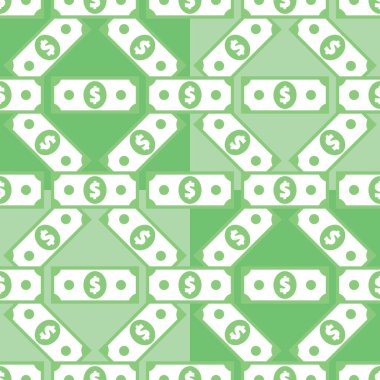 Bir dolarlık banknotun kusursuz deseni. Amerikan doları soyut dokusu. Amerikan para birimi sembollerini yeşile sarıp sarmalamak. Greenback stil vektör eps8 illüstrasyonuName.