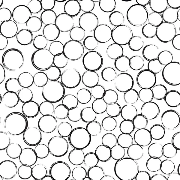 Абстрактне Гранжеве Коло Безшовний Візерунок Чорні Кола Різного Розміру Білому — стоковий вектор