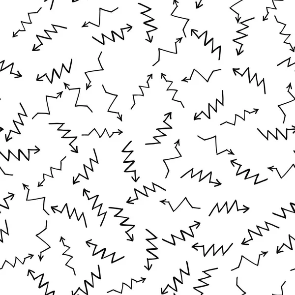 Ručně Kreslené Klikaté Šipky Náhodně Umístěné Bílém Pozadí Bezproblémový Vzorec — Stockový vektor