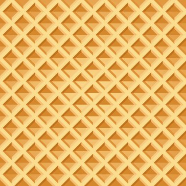 Gofretsiz desen. Tekrarlayan desenli fırınlanmış waffle arka planı. Biçimlendirilmiş düz stil vektör eps8 illüstrasyonu.