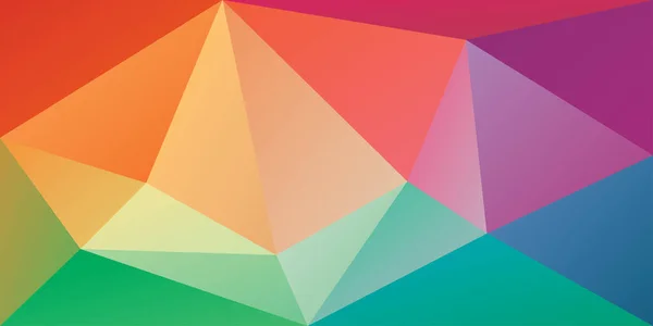 具有明亮彩虹色三角形的多边形背景 彩色三角横幅模板 折纸风格的光谱梯度几何背景 低聚矢量8示意图 — 图库矢量图片