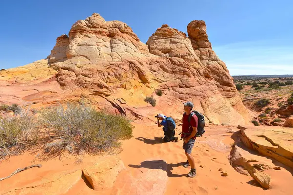 Hikers South Coyote Buttes Trail Arizona Usa October 2019 — 스톡 사진