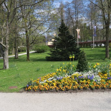 Bir bad Steben, Almanya Bavyera spa Park'ta ay mai