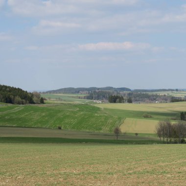 Alanları ve çayırlar Almanya Bavyera, frankenwal manzara