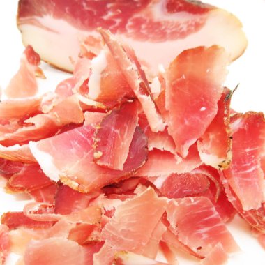 Ev yapımı füme domuz jambon kesilmiş taze çiğ,