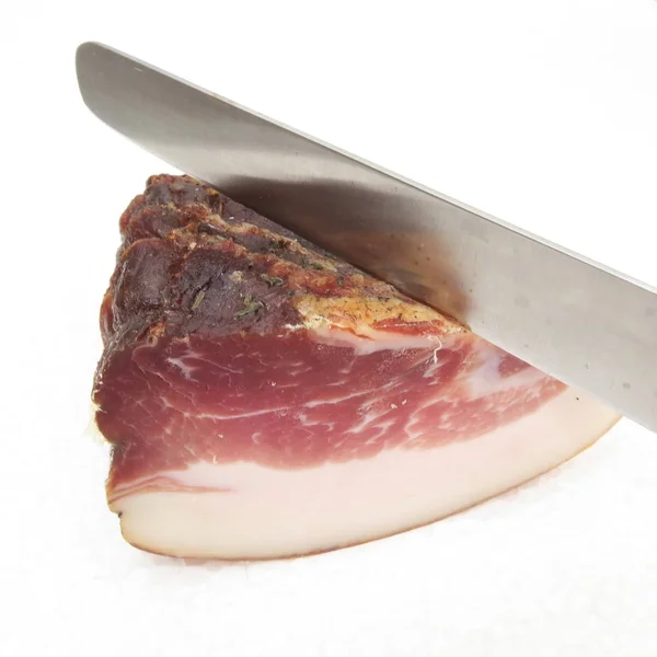 Fresh raw cut homemade smoked pork ham, — Stock Photo, Image