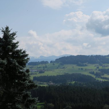 Almanya, tipik peyzaj bodensee yarış yakınındaki allg u '