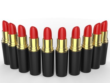 Kırmızı rujları yarım daire