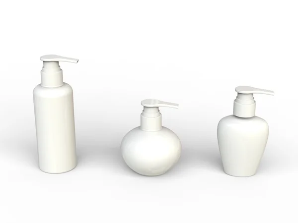 White unlabled beauty creme bottles — Stock Photo, Image