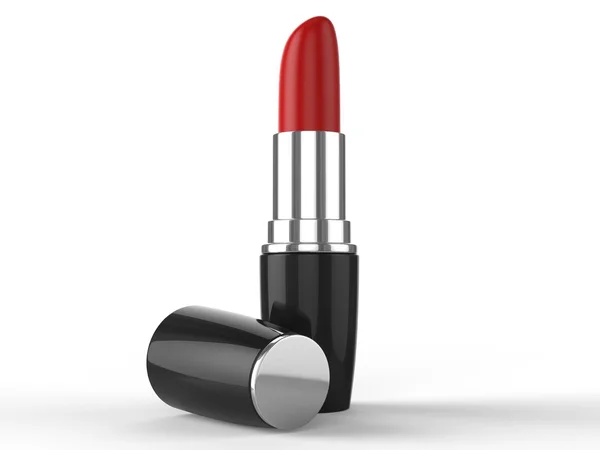 Rossetto rosso con manico argentato — Foto Stock