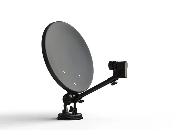 Fekete Tv műholdas antenna - oldalnézet — Stock Fotó
